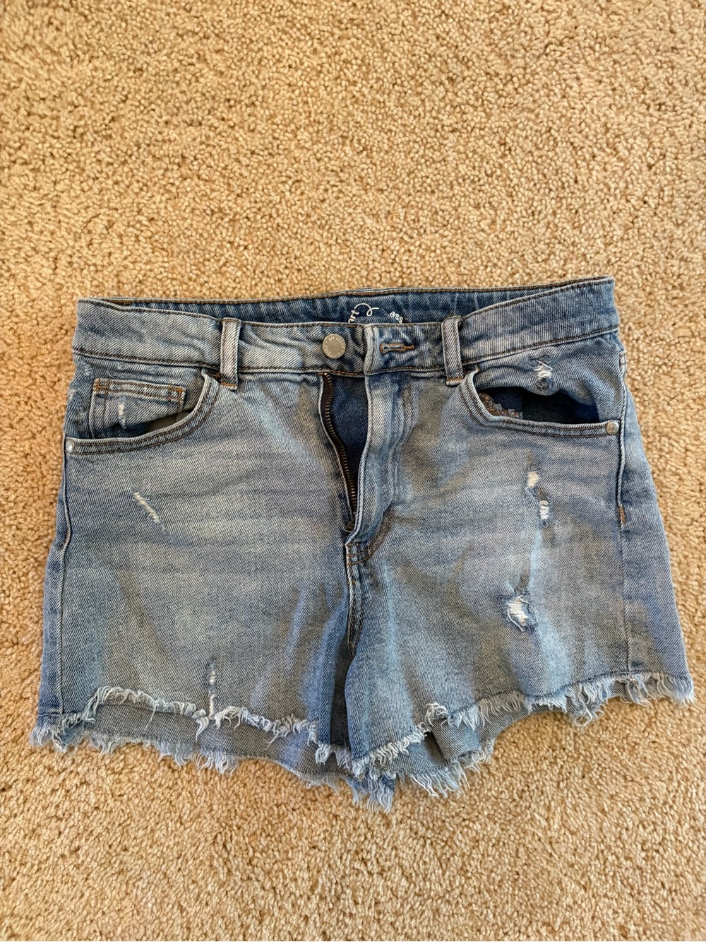 art class Light Blue Distressed Denim Shorts with Frayed Hem